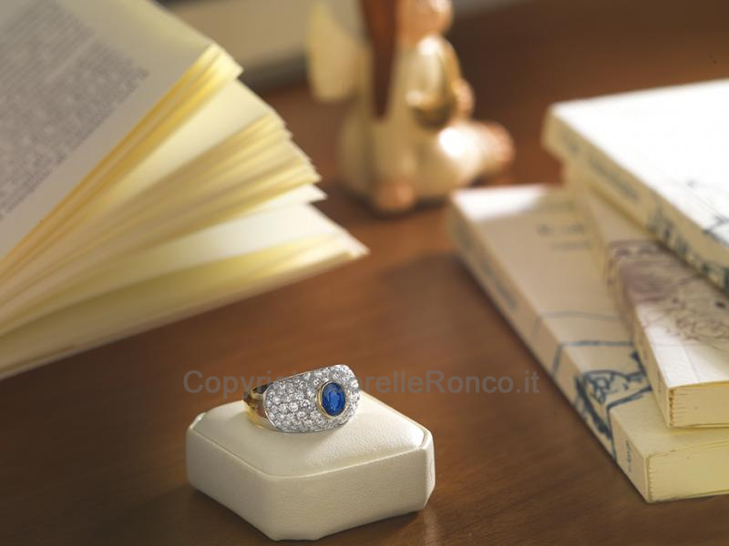 ANELLO ORO DIAMANTI E ZAFFIRO 1.16 CT